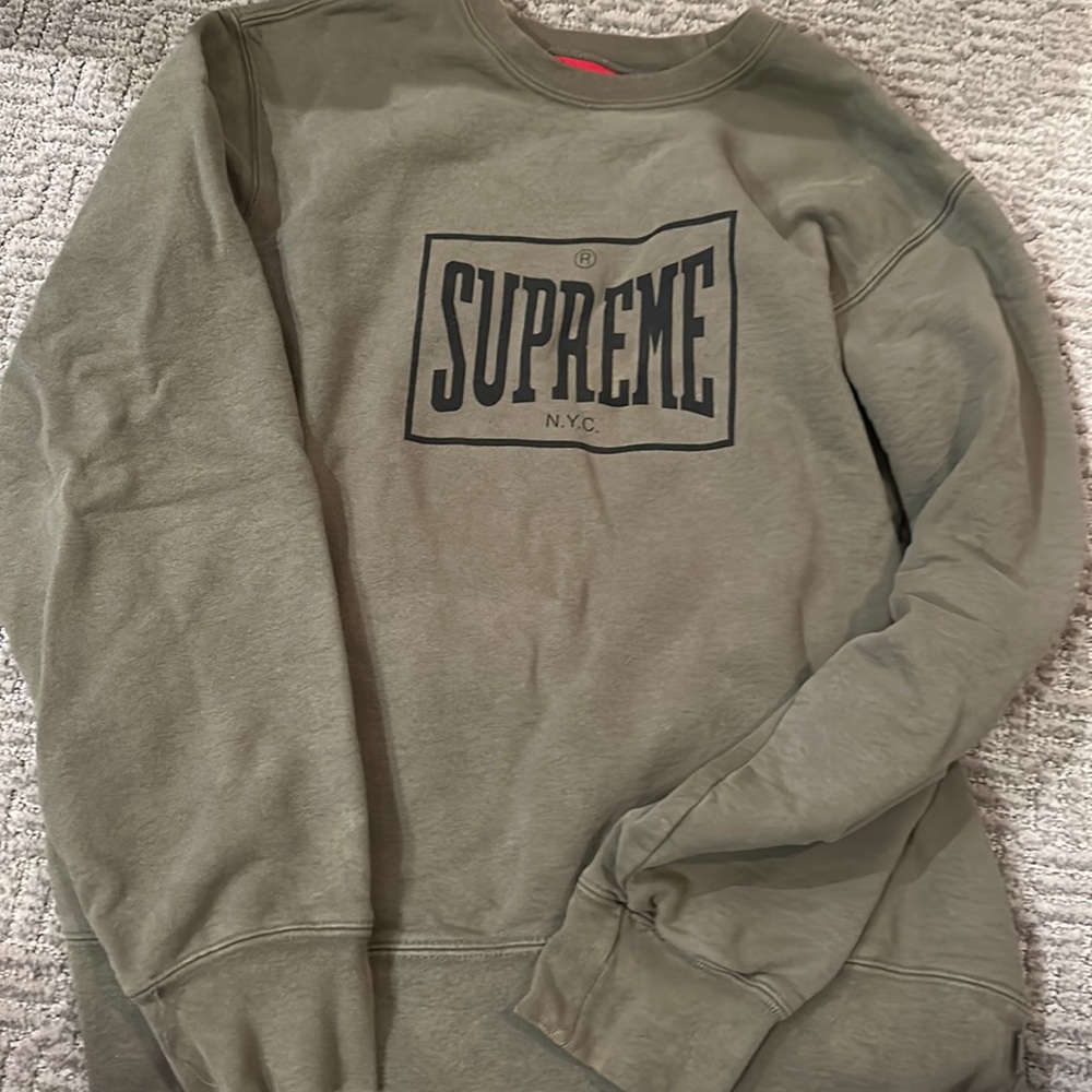 Olive green supreme crewneck